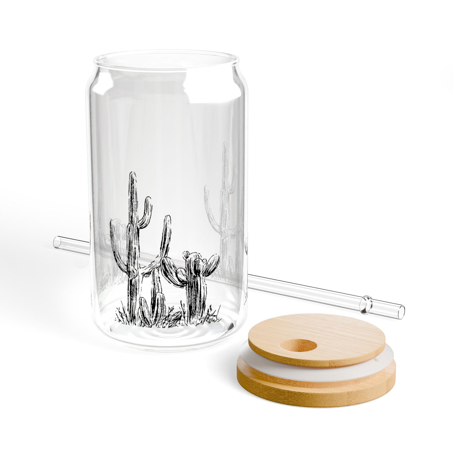 Cactus Themed Sipper Glass 16oz