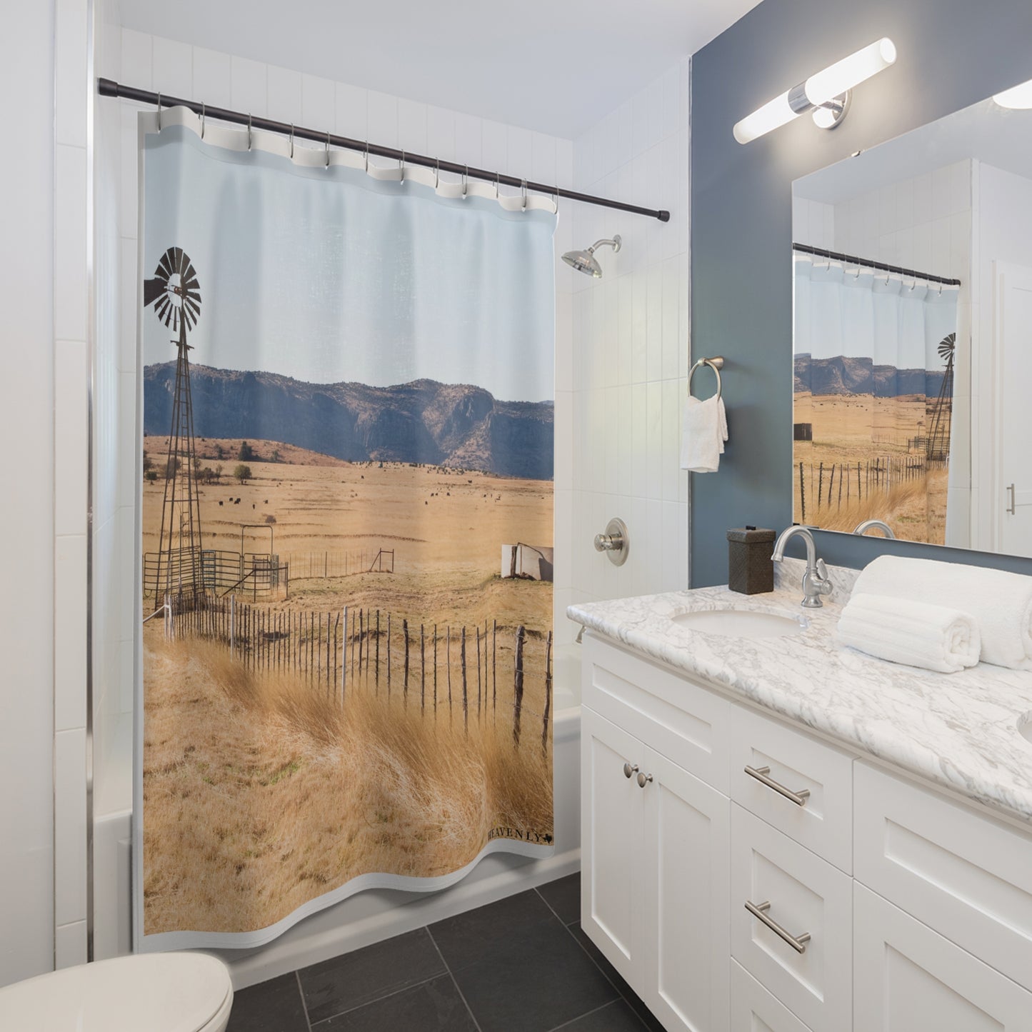 West Texas Windmill Shower Curtain