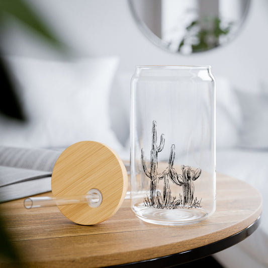 Cactus Themed Sipper Glass 16oz