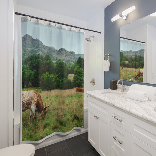 Texas Hill Country Cattle Shower Curtain