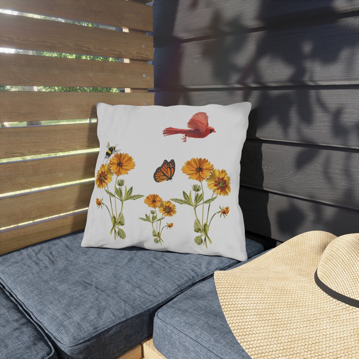 Cardinal Floral Outdoor Pillow