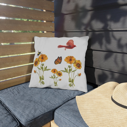 Cardinal Floral Outdoor Pillow