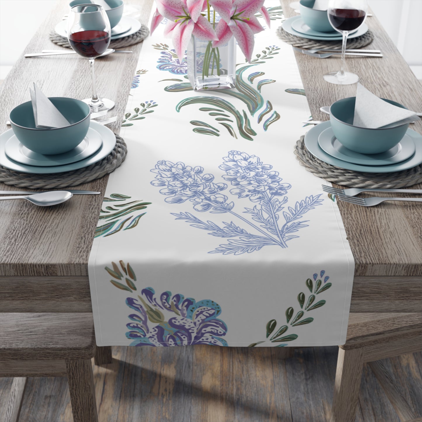 Bluebonnet Floral Table Runner
