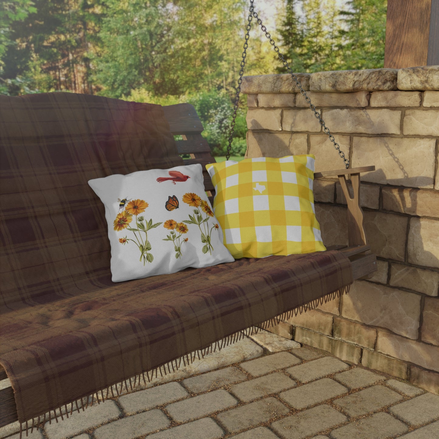 Cardinal Floral Outdoor Pillow