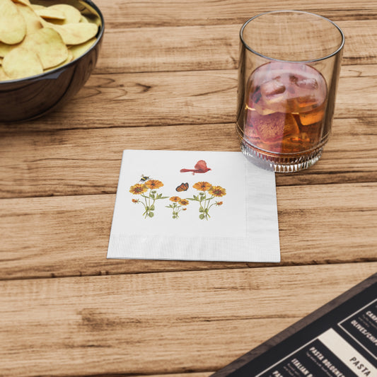 Cardinal Floral Napkins Set of 50