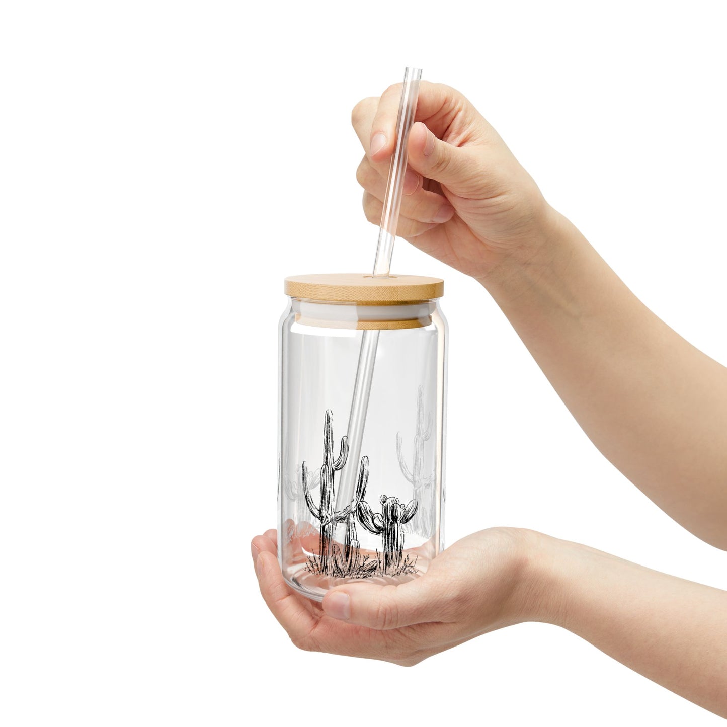 Cactus Themed Sipper Glass 16oz